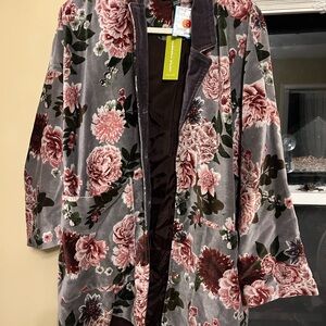 Floral Gray Pea Coat